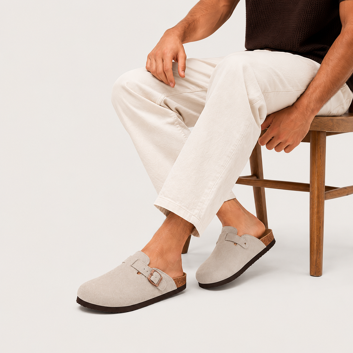 Men's Cork Footbed Clogs with Adjustable Buckle 6