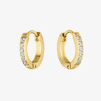 Zirconia Huggie Hoop Earrings, 13 mm