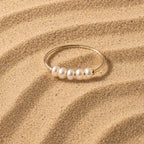 Five Freshwater Pearl Ring, Steel