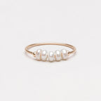 Five Freshwater Pearl Ring, Steel