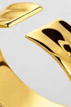 Sculpted Adjustable Open Ring, 18K Gold-Plated Steel — Ocean