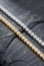 Clear Stone Tennis Necklace, 4 mm, 18K Gold-Plated