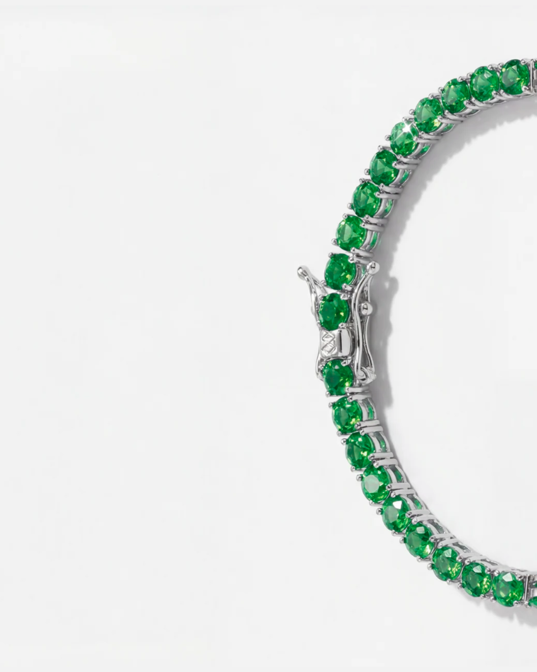 Green Zircon Tennis Bracelet, 4 mm, Silver-Plated — Reserva