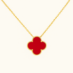 Red Clover Necklace Bracelet Earrings Set