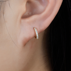 Single Row Pave Huggie Hoops — Alexandria