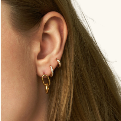 Single Row Pave Huggie Hoops — Alexandria