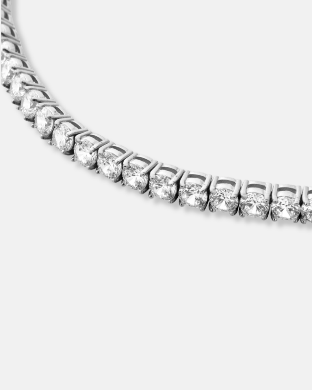 Clear Stone Tennis Necklace, 4 mm, Silver-Tone