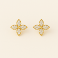 Four-Petal Crystal Stud Earrings — Nicole