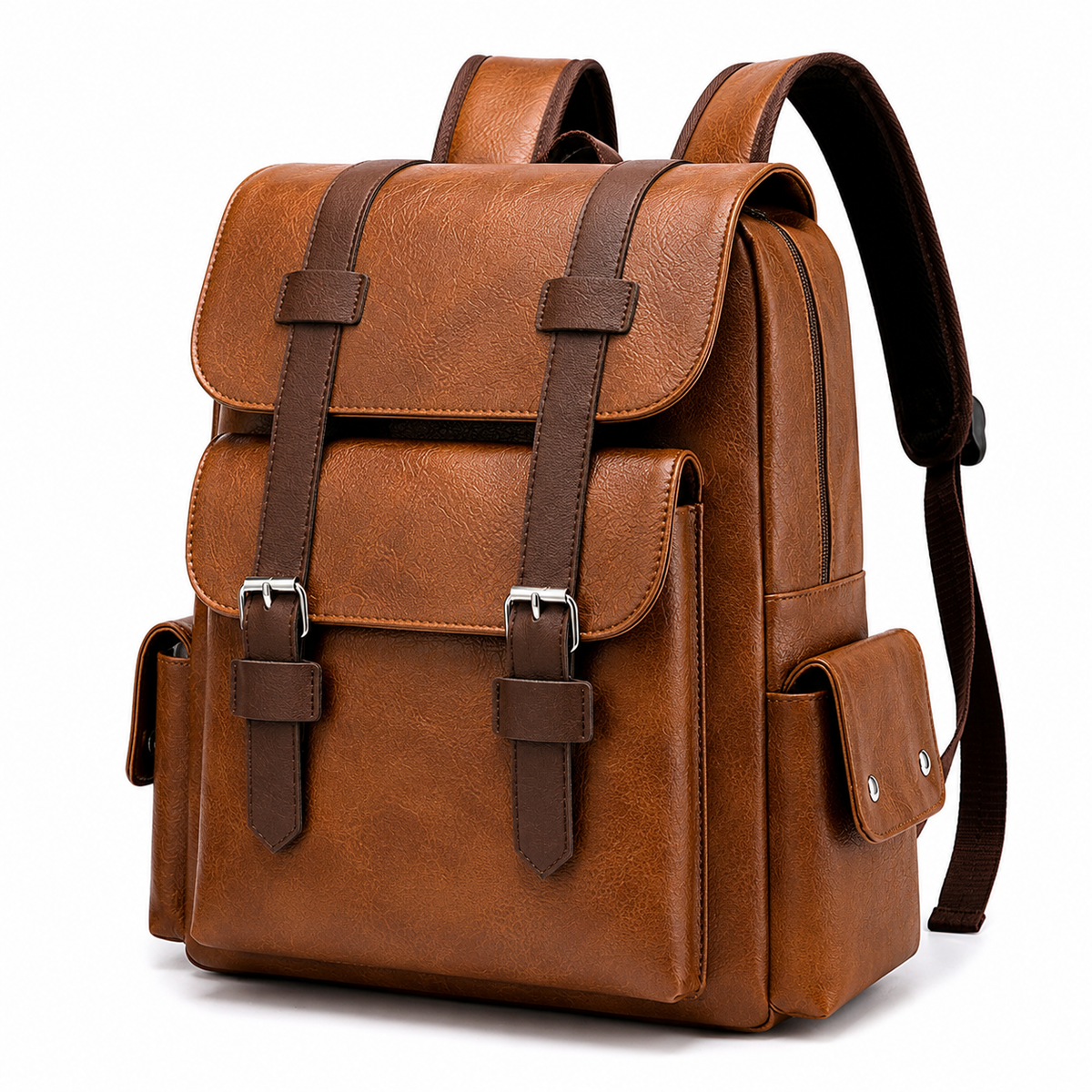 Men's PU Leather Laptop Backpack – 15.6" Business Travel Backpack 6