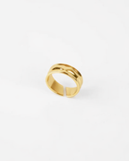 Sculpted Adjustable Open Ring, 18K Gold-Plated Steel — Ocean