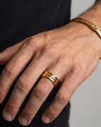 Sculpted Adjustable Open Ring, 18K Gold-Plated Steel — Ocean