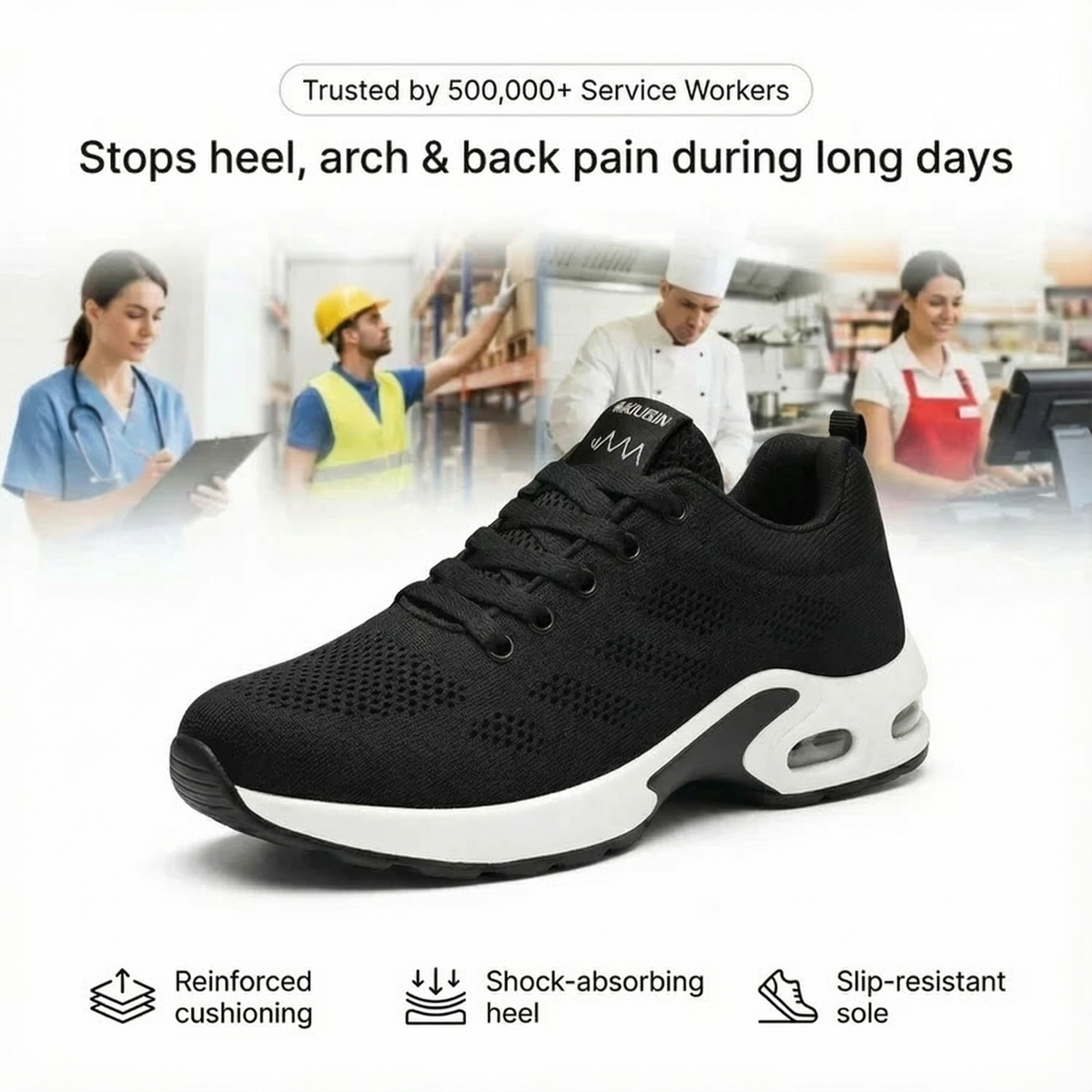 Orthora™ Pro – 12-Hour Shift Shoes for All-Day Foot, Knee & Back Pain Relief (BOGO) 12
