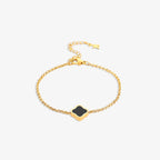 Black Quatrefoil Charm Bracelet