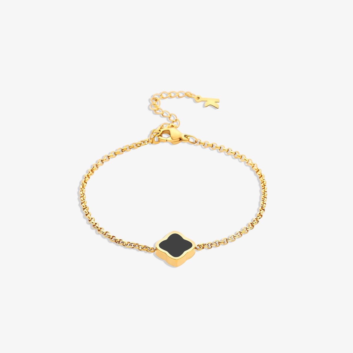 Black Quatrefoil Charm Bracelet