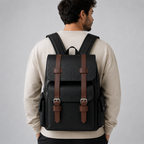 Men's PU Leather Laptop Backpack – 15.6" Business Travel Backpack 8