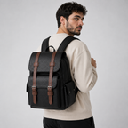 Men's PU Leather Laptop Backpack – 15.6" Business Travel Backpack 9