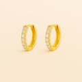 Single Row Pave Huggie Hoops — Alexandria