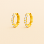 Single Row Pave Huggie Hoops — Alexandria