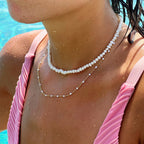 White Enamel Bead Choker, 39–44 cm