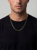 Men’s Square-Link Box Necklace, 55 cm, 18K Gold-Plated Steel