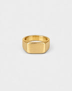 Brushed Rectangular Signet Ring, Gold-Tone Stainless Steel