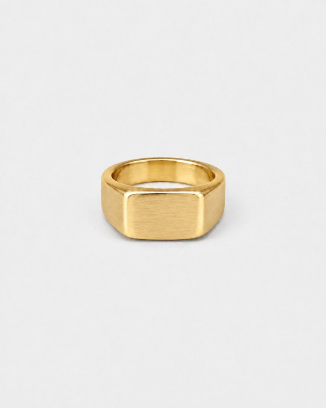 Brushed Rectangular Signet Ring, Gold-Tone Stainless Steel