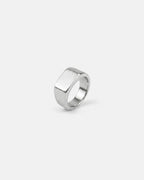 Brushed Rectangular Signet Ring, Silver-Tone Stainless Steel