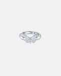 Blue Butterfly Adjustable Ring, 925 Sterling Silver