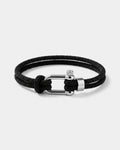 Men’s Black Braided Nylon Rope Bracelet with Steel Shackle