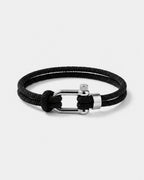 Men’s Black Braided Nylon Rope Bracelet with Steel Shackle