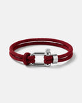 Men’s Burgundy Braided Nylon Rope Bracelet with Steel Shackle