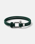 Men’s Forest Green Braided Nylon Rope Bracelet with Steel Shackle