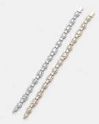 Clear Mixed-Cut Zirconia Tennis Bracelet, 8 mm, Gold-Tone — Celeste