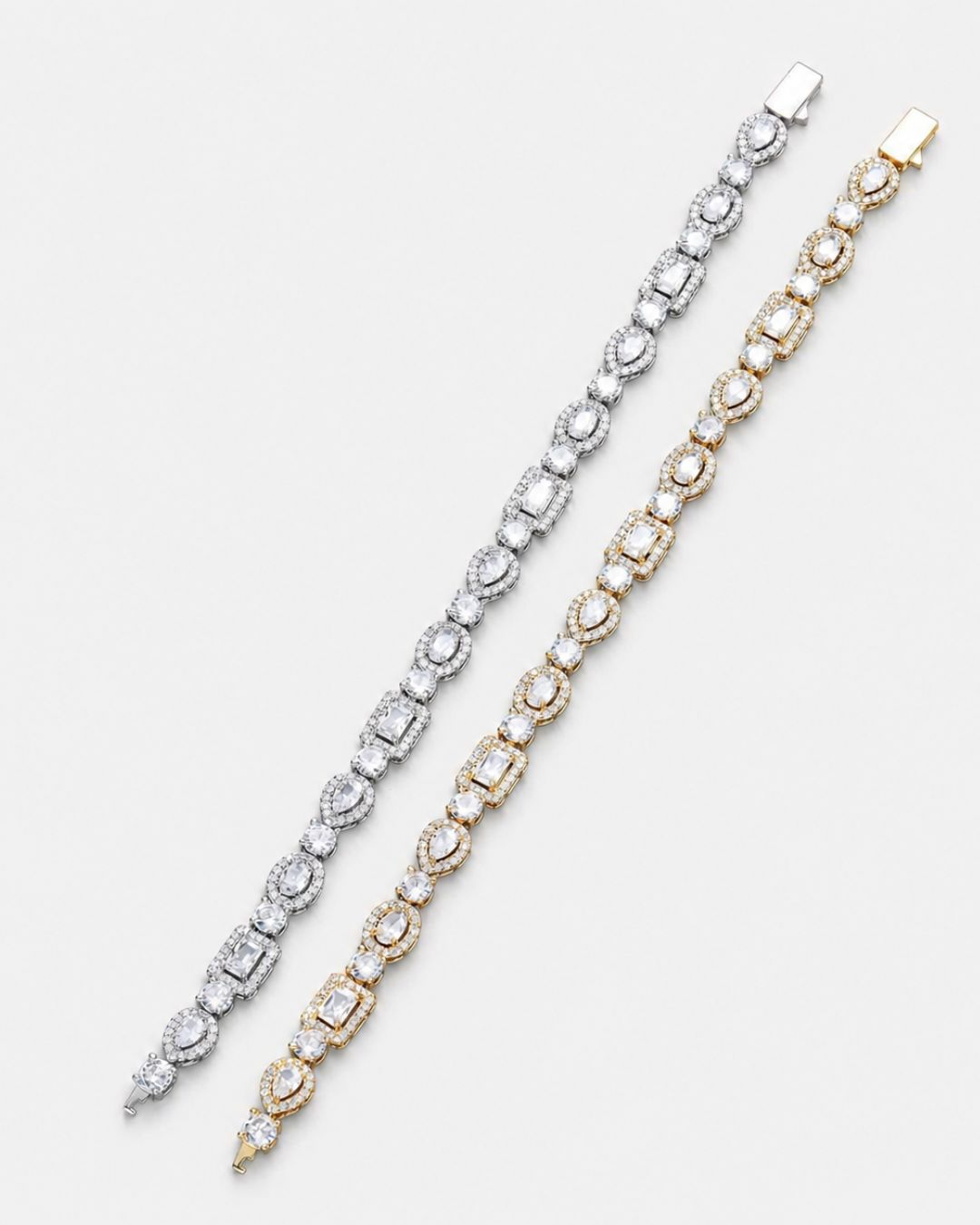 Clear Mixed-Cut Zirconia Tennis Bracelet, 8 mm, Gold-Tone — Celeste