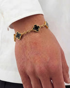 Black Clover Charm Bracelet, Gold-Plated Stainless Steel