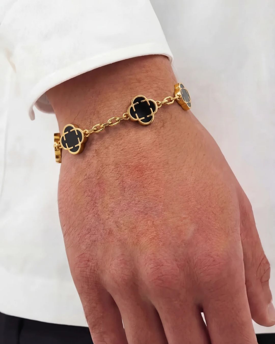 Black Clover Charm Bracelet, Gold-Plated Stainless Steel
