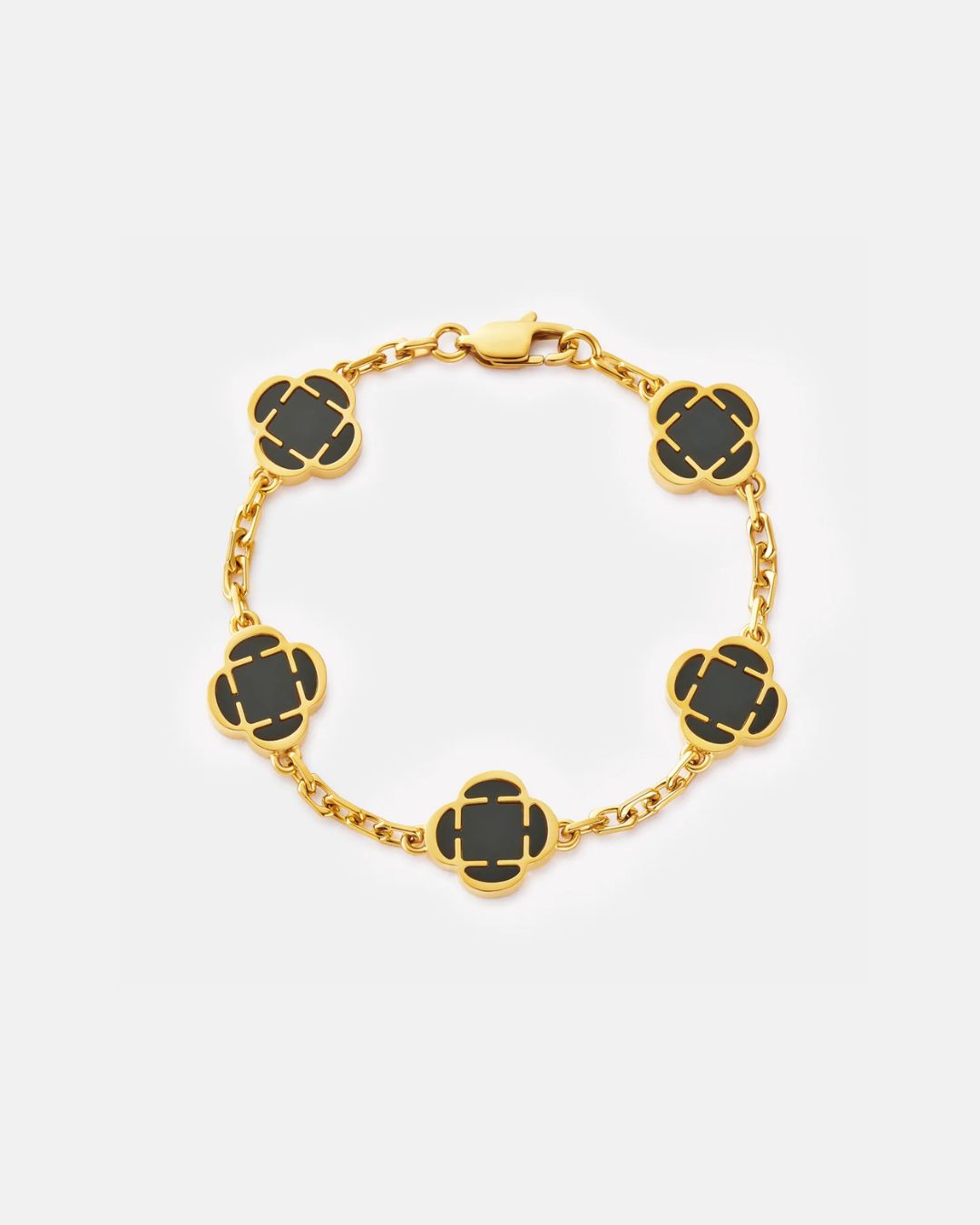 Black Clover Charm Bracelet, Gold-Plated Stainless Steel