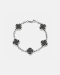Black Clover Charm Bracelet, Silver-Plated Stainless Steel