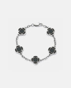 Black Clover Charm Bracelet, Silver-Plated Stainless Steel