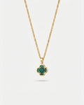 Green Clover Pendant Necklace, Gold-Plated Steel