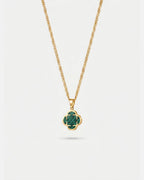 Green Clover Pendant Necklace, Gold-Plated Steel