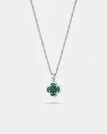 Green Clover Pendant Necklace, Silver-Plated Steel