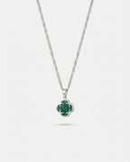 Green Clover Pendant Necklace, Silver-Plated Steel