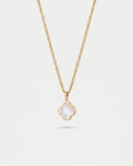 Pearlescent White Clover Pendant Necklace, Gold-Plated Steel