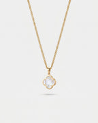 Pearlescent White Clover Pendant Necklace, Gold-Plated Steel