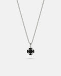 Black Clover Pendant Necklace, Silver-Plated Steel