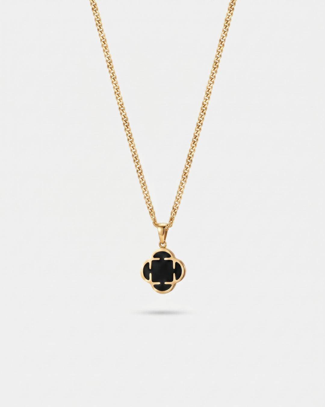 Black Clover Pendant Necklace, Gold-Plated Steel