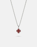 Burgundy Red Clover Pendant Necklace, Silver-Plated Steel