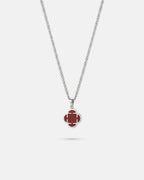 Burgundy Red Clover Pendant Necklace, Silver-Plated Steel