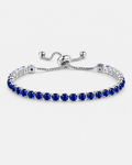Blue Adjustable Tennis Bracelet, 4 mm, Silver-Plated — Mar Azul